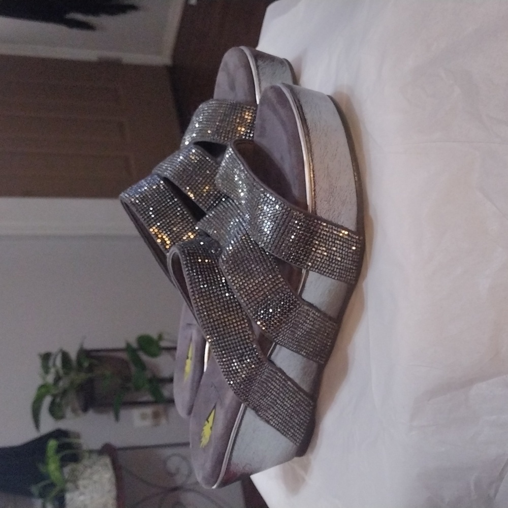 Volatile wedges, color is silvery gray, women's size 9